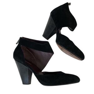 Report Signature Black Suede Chunky Heel Pump